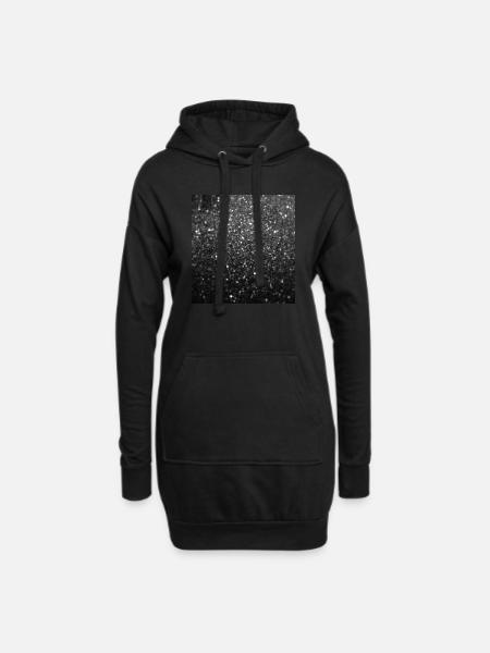 Funkelnder schwarzer Glitter - Hoodie-Kleid - Schwarz