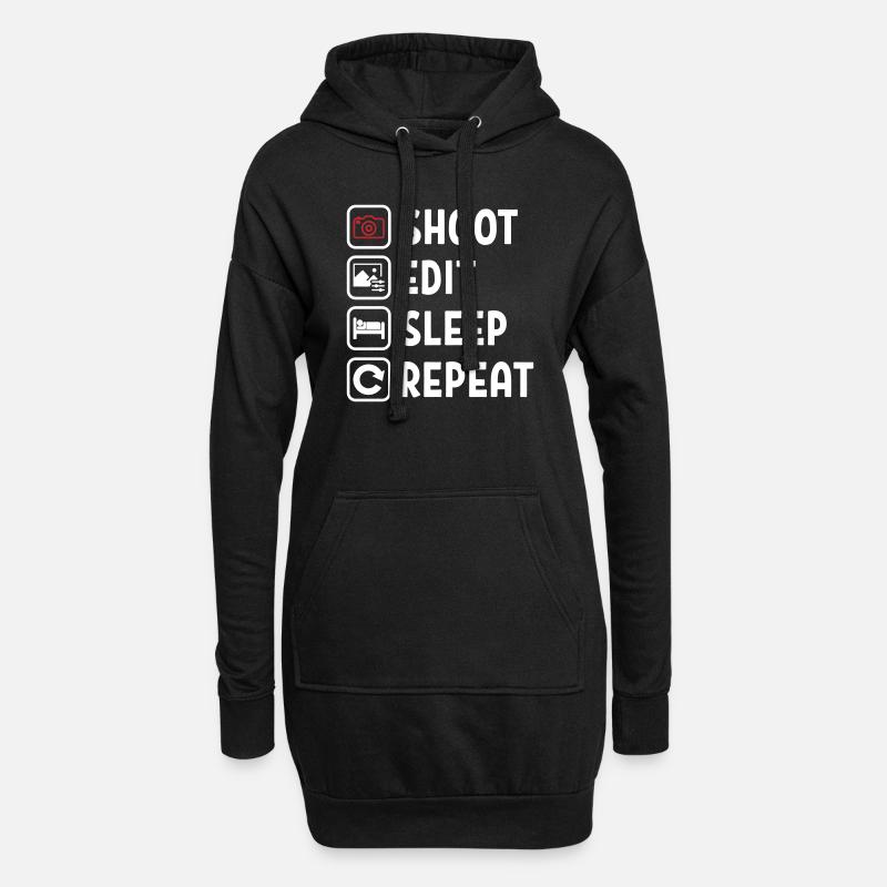 Shoot Edit Sleep Repeat - Sweat-shirt à capuche long Femme - noir