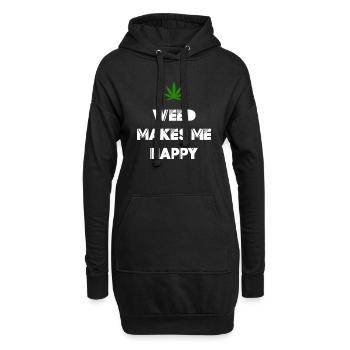 l’herbe me rend heureux cannabis marijuana - Sweat-shirt à capuche long Femme - noir - Devant