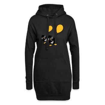 2 pingouins ballon volant - Sweat-shirt à capuche long Femme - noir - Devant