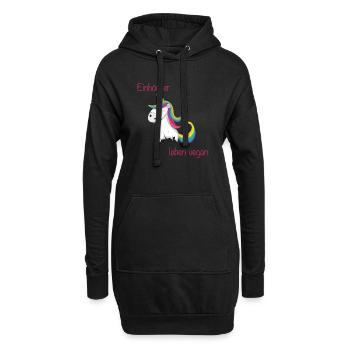 Einhörner leben vegan - Hoodie-Kleid - Schwarz - Vorne