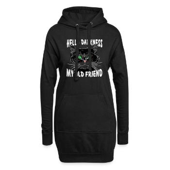 Hello Darkness My Old Friend Black Cat - Liebhaberkatze - Hoodie-Kleid - Schwarz - Vorne
