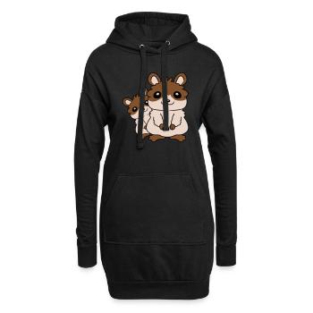 Famille Hamster petit enfant - Sweat-shirt à capuche long Femme - noir - Devant