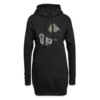 Seehunde - Hoodie-Kleid - Schwarz - Vorne