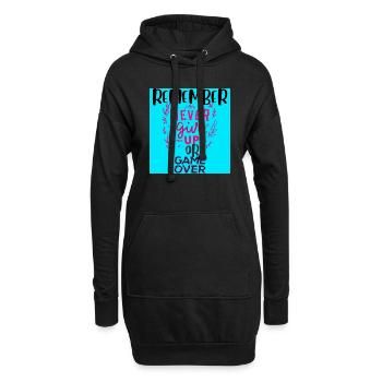 Motivator, coole Inschrift .interessanter Text - Hoodie-Kleid - Schwarz - Vorne