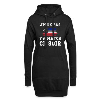 Je peux pas y'a match ce soir cadeau football - Sweat-shirt à capuche long Femme - noir - Devant