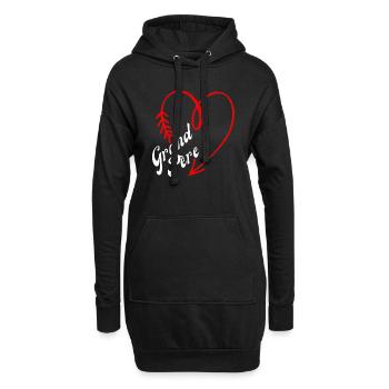 grand-père cœur - Sweat-shirt à capuche long Femme - noir - Devant