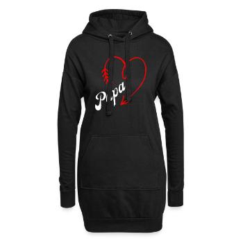 papa cœur - Sweat-shirt à capuche long Femme - noir - Devant