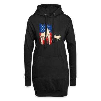 Calf Roping American Flag Patriotic Rodeo - Hoodie-Kleid - Schwarz - Vorne