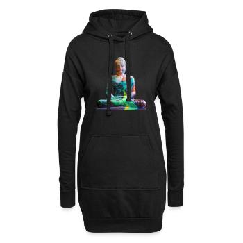 Mehrfarbiger Zen-Buddha - Hoodie-Kleid - Schwarz - Vorne