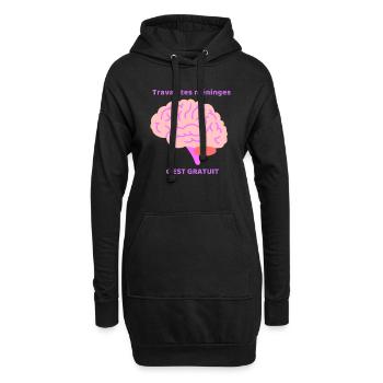 travail tes meninges - Sweat-shirt à capuche long Femme - noir - Devant