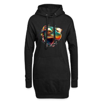 Sommer Sonne Hawaii Kroko mit Styling Brille - Hoodie-Kleid - Schwarz - Vorne