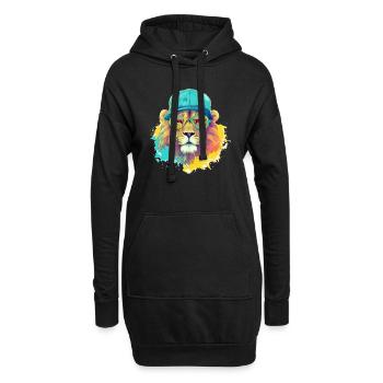 Izi le lion cool - Sweat-shirt à capuche long Femme - noir - Devant