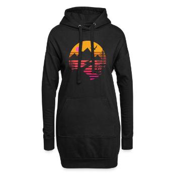 Berge Outdoor Retro - Hoodie-Kleid - Schwarz - Vorne