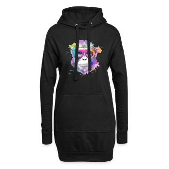 Koki der Schimpanse - Hoodie-Kleid - Schwarz - Vorne