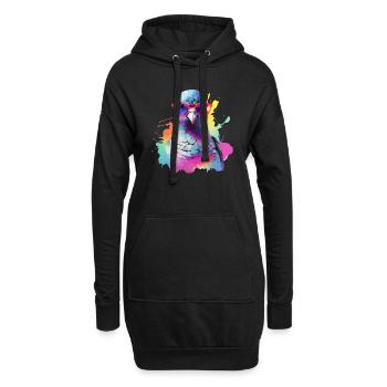Ron die Taube - Hoodie-Kleid - Schwarz - Vorne