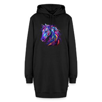 Pferd Dorfkinder & Reiter Reitsport Fans Geschenk - Hoodie-Kleid - Schwarz - Vorne - AI Model Female 172 light (172cm)