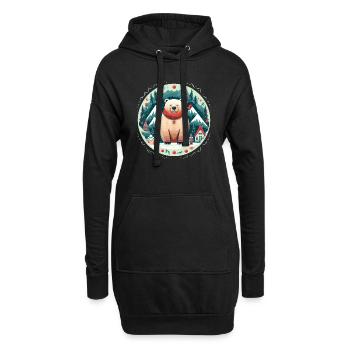 Ours mignon dans l’ornement, ours d’amour - Sweat-shirt à capuche long Femme - noir - Devant