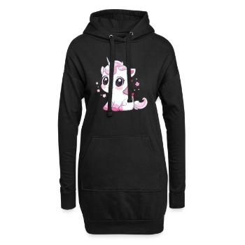 Licorne mignonne - Sweat-shirt à capuche long Femme - noir - Devant