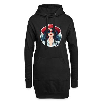 Mädchen Weihnachten Illustration - Hoodie-Kleid - Schwarz - Vorne