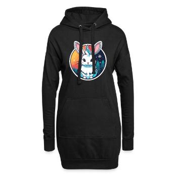 Illustration de Noël lapin - Sweat-shirt à capuche long Femme - noir - Devant