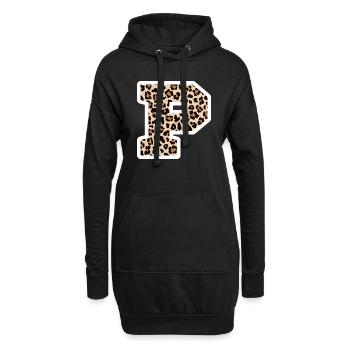 lettre P motif léopard -idée cadeau d’anniversaire - Sweat-shirt à capuche long Femme - noir - Devant