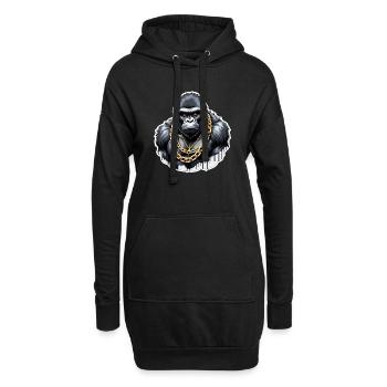 Gorilla mit Goldkette - Hoodie-Kleid - Schwarz - Vorne
