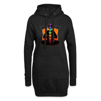 Meditations-Chakren - Hoodie-Kleid - Schwarz - Vorne