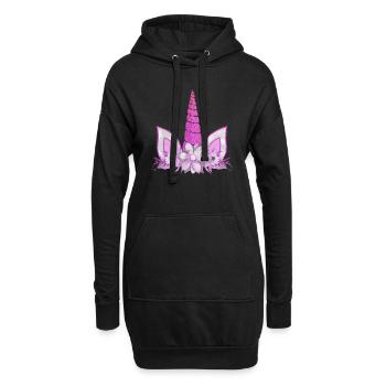 Einhorn süße Regenbogen lustige Einhörner magische Fantasie - Hoodie-Kleid - Schwarz - Vorne