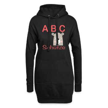 ABC-Schütze mit Hund - Hoodie-Kleid - Schwarz - Vorne