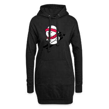 ski fahrer schneemann 02 - Hoodie-Kleid - Schwarz - Vorne