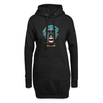 Masque Tiki qui a la bouche qui fume - Sweat-shirt à capuche long Femme - noir - Devant