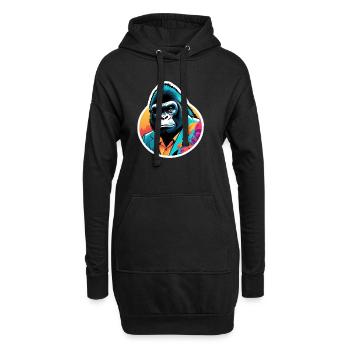 Gorilla im Anzug - Hoodie-Kleid - Schwarz - Vorne