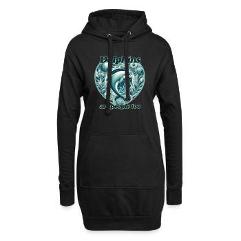 Delfine sind auch Menschen - Hoodie-Kleid - Schwarz - Vorne