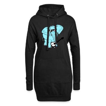Elefant Spielt Gitarre Musik Party Band Gitarrist - Hoodie-Kleid - Schwarz - Vorne