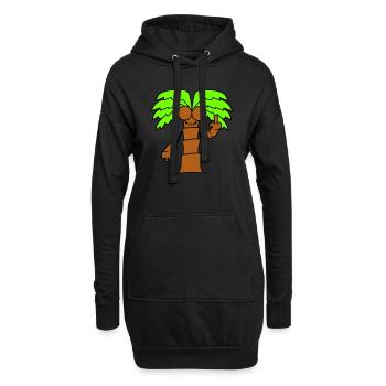 Lustige Böse Palme Zeigt Wütend Mittelfinger Comic - Hoodie-Kleid - Schwarz - Vorne
