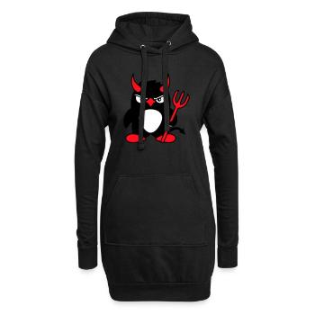 Pingouin Cornes de diable Trident Enfer Mal Satan - Sweat-shirt à capuche long Femme - noir - Devant