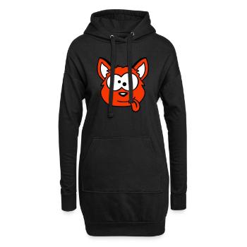 chien renard drôle grimace plisser la langue - Sweat-shirt à capuche long Femme - noir - Devant