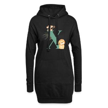 Lettre x vert animaux jungle - Sweat-shirt à capuche long Femme - noir - Devant