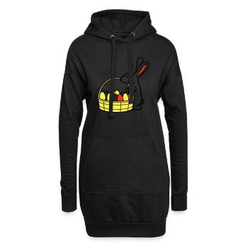Hase Korb Ostereier suchen Osterhase bunte Eier - Hoodie-Kleid - Schwarz - Vorne