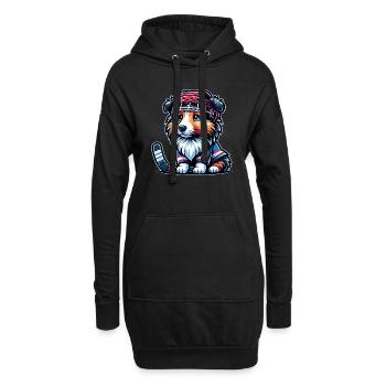 Hockey sur glace Sheltie Casque de joueur mignon - Sweat-shirt à capuche long Femme - noir - Devant