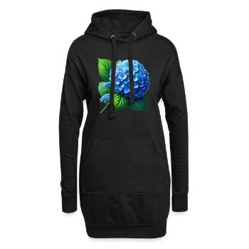 Hortensienblau - Hoodie-Kleid - Schwarz - Vorne