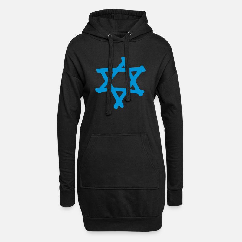 Davidstern 2 - Hoodie-Kleid - Schwarz
