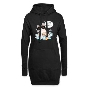Katze - Sommer - Ferien - Sonne - Arschbombe - DD - Hoodie-Kleid - Schwarz - Vorne