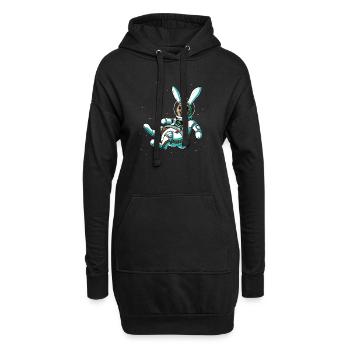 Austronauten Kaninchen - Hoodie-Kleid - Schwarz - Vorne