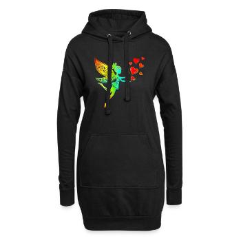 Fee Elfe Herzen Valentinstag Geschenkidee Liebe - Hoodie-Kleid - Schwarz - Vorne