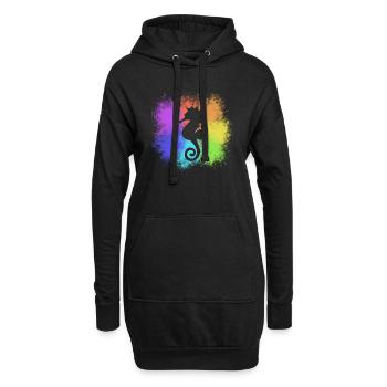 Seepferdchen bunt - Hoodie-Kleid - Schwarz - Vorne