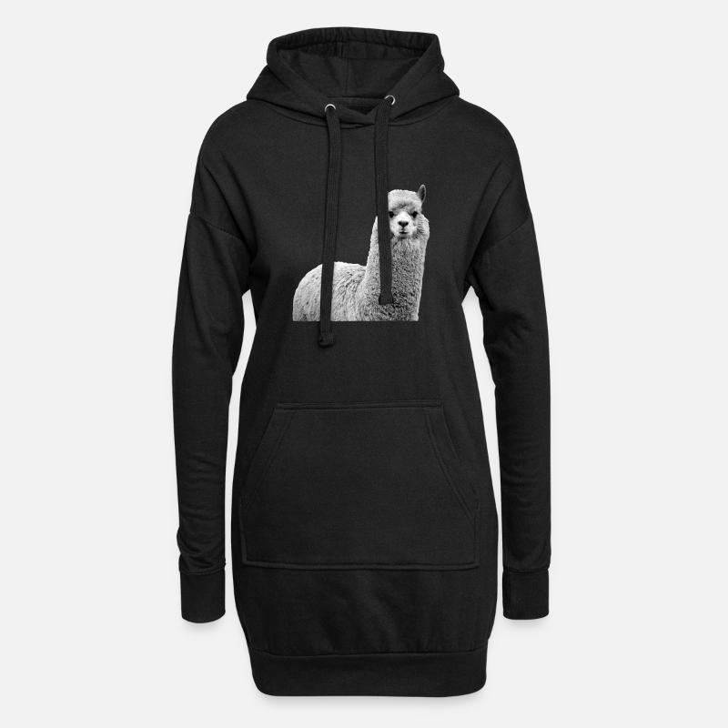 Alpaka - Hoodie-Kleid - Schwarz