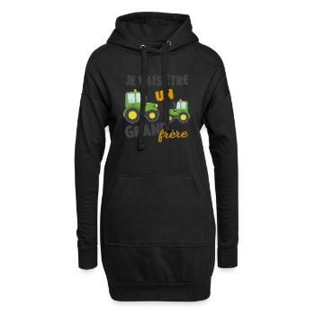 Tracteur Garçons Je Vais Être Un Grand Frère - Sweat-shirt à capuche long Femme - noir - Devant
