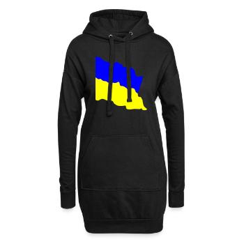 Flagge Ukraine wehend im Wind - Hoodie-Kleid - Schwarz - Vorne